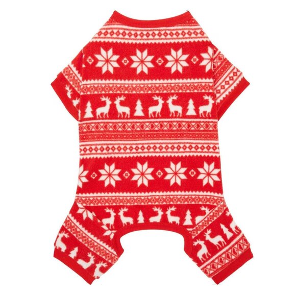 BNWT Red Fair Isle Dog & Cat Fleece Pajamas - Sizes M, L, XL - Picture 4 of 6